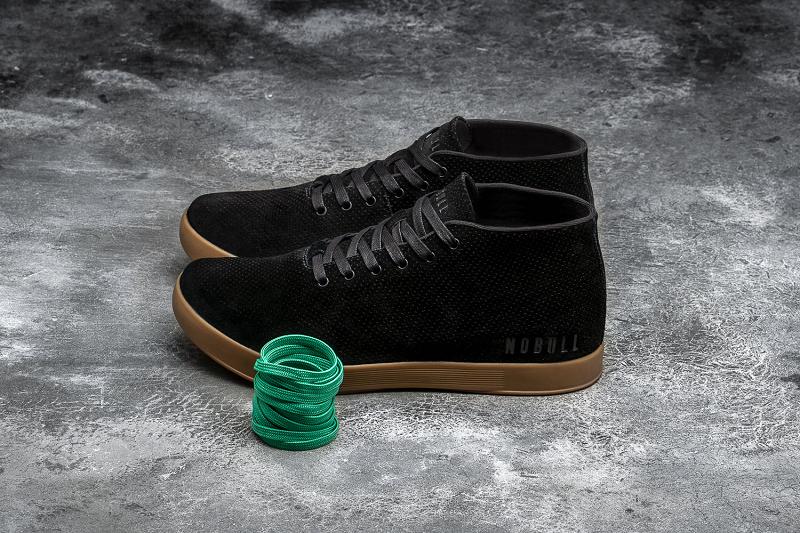 Women's Nobull Gum Suede Mid Trainers Black | SG M2966Q